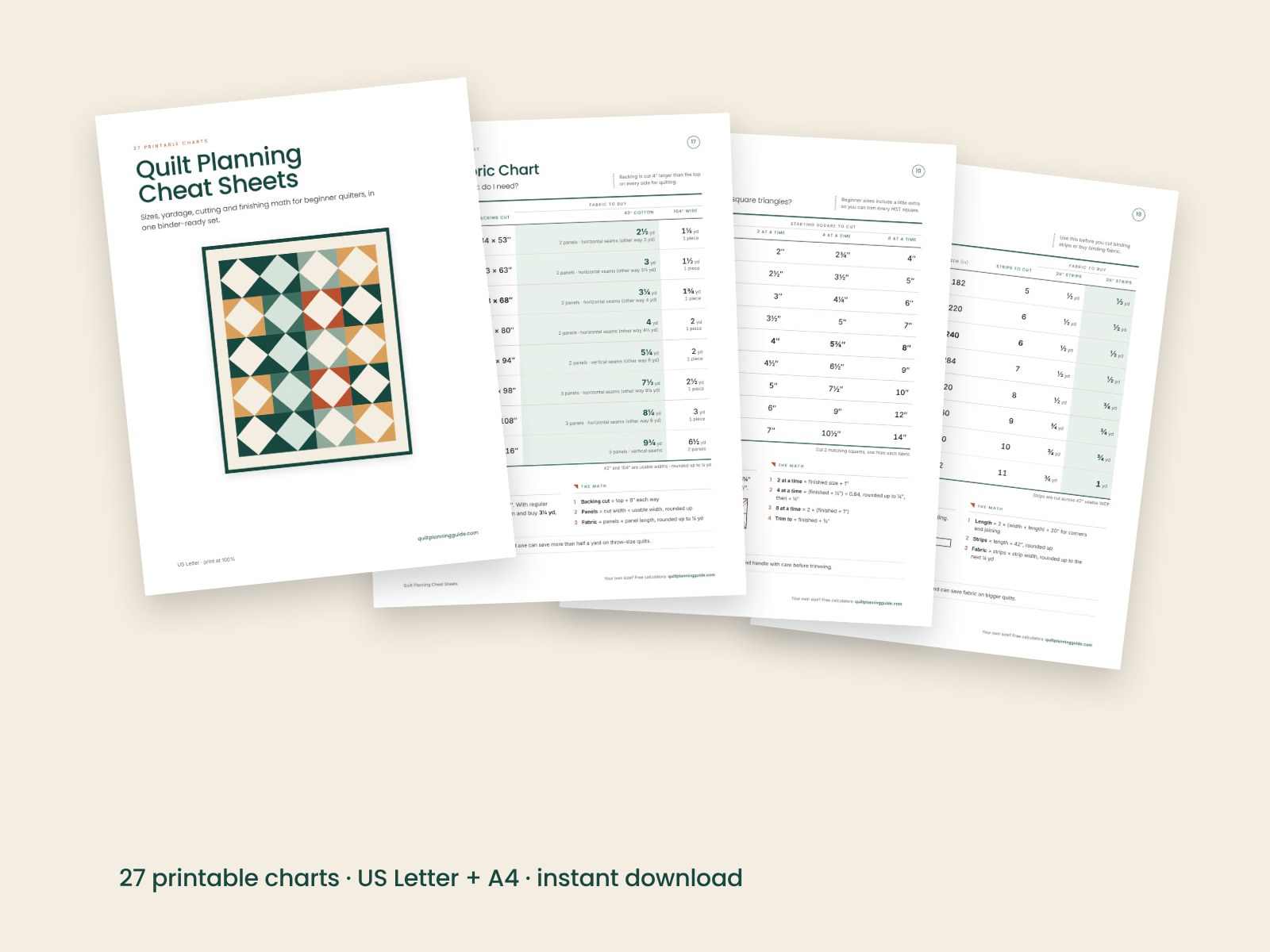 A fan of Quilt Planning Cheat Sheets pages